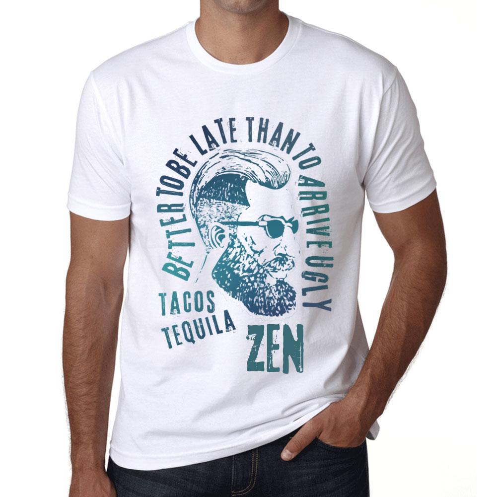 Ultrabasic Vintage T-shirt voor heren Grafisch T-shirt Tacos, Tequila en Zen Wit