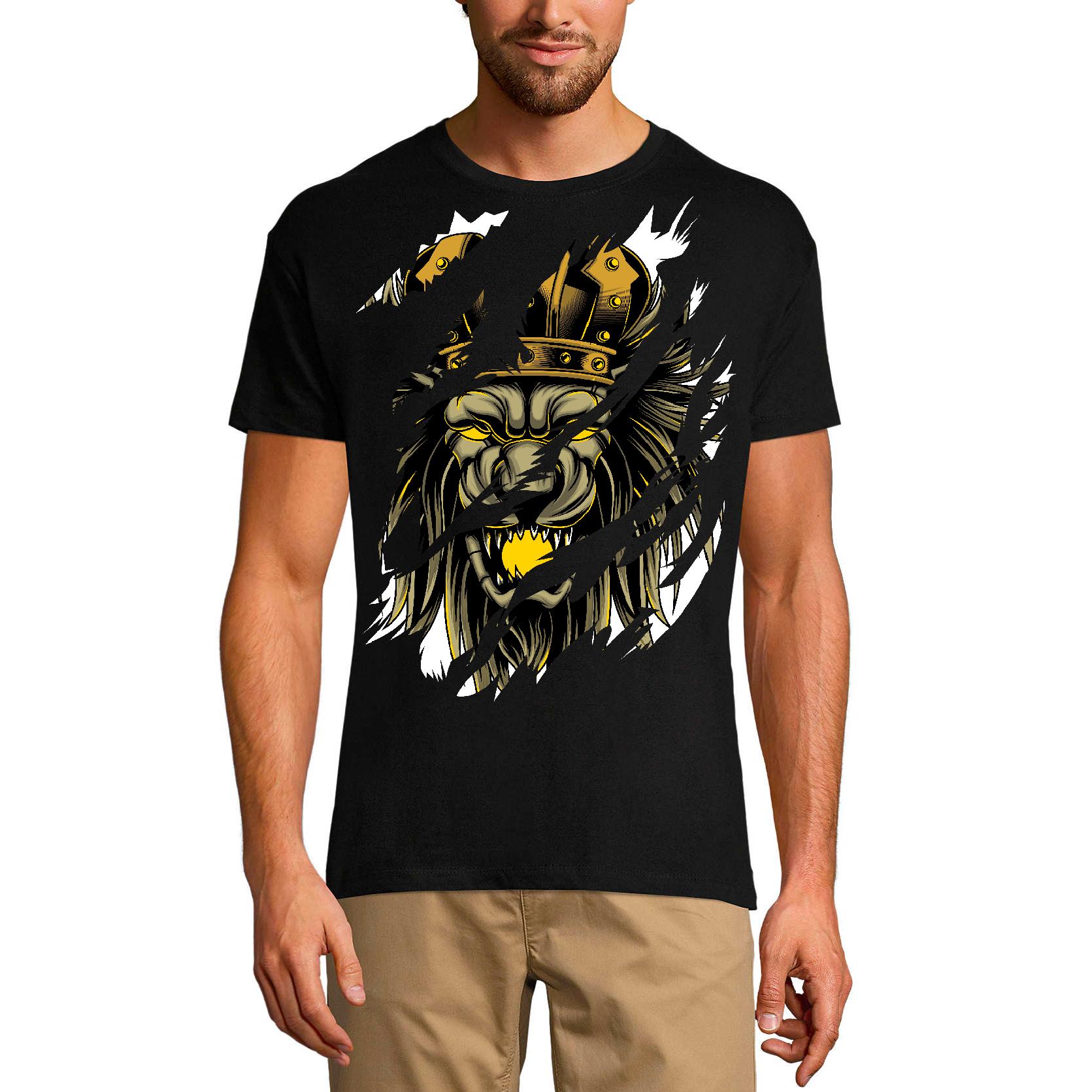 Ultrabasic Heren gescheurd T-shirt Lion King of Jungle - grappig shirt voor mannen