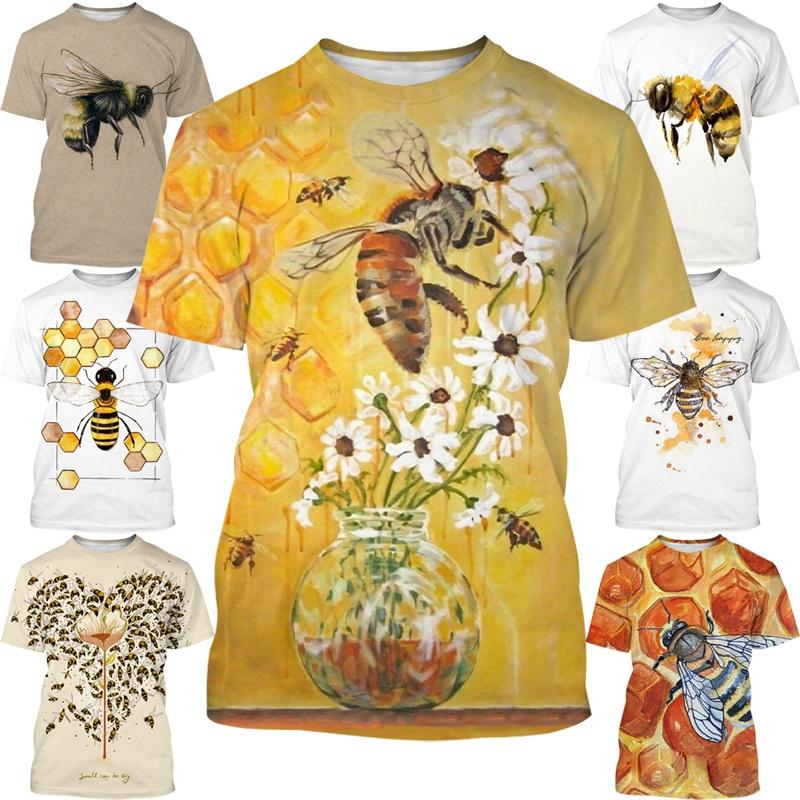 ETST 07 Zomer Herenmode Bee 3D Print T-shirt met korte mouw Heren Outdoor Stretch Streetwear Unisex Casual T-shirts naar