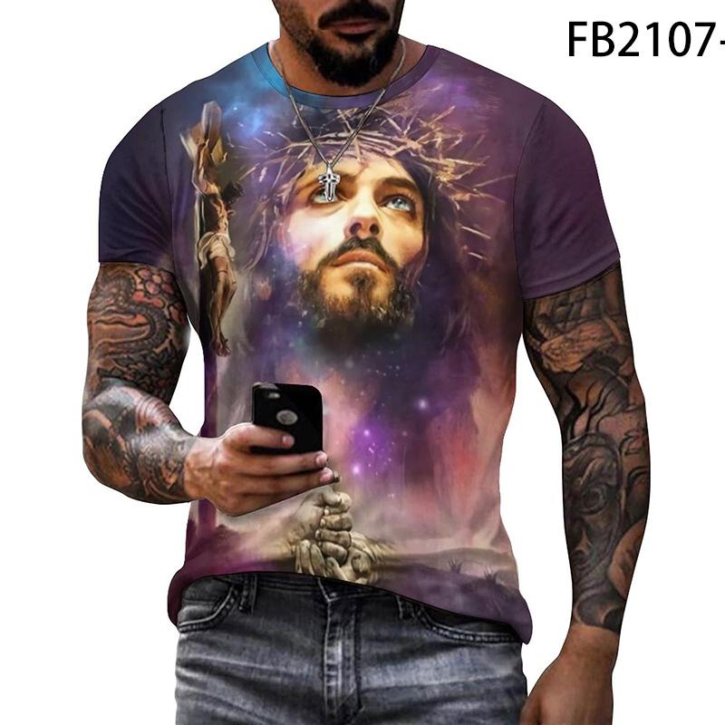 Personalized Printed Jezus T-shirt Herenkleding Zomermode Casual Korte Mouw 3D Print T-shirts Coole Harajuku Streetwear Tops Tee Kleding