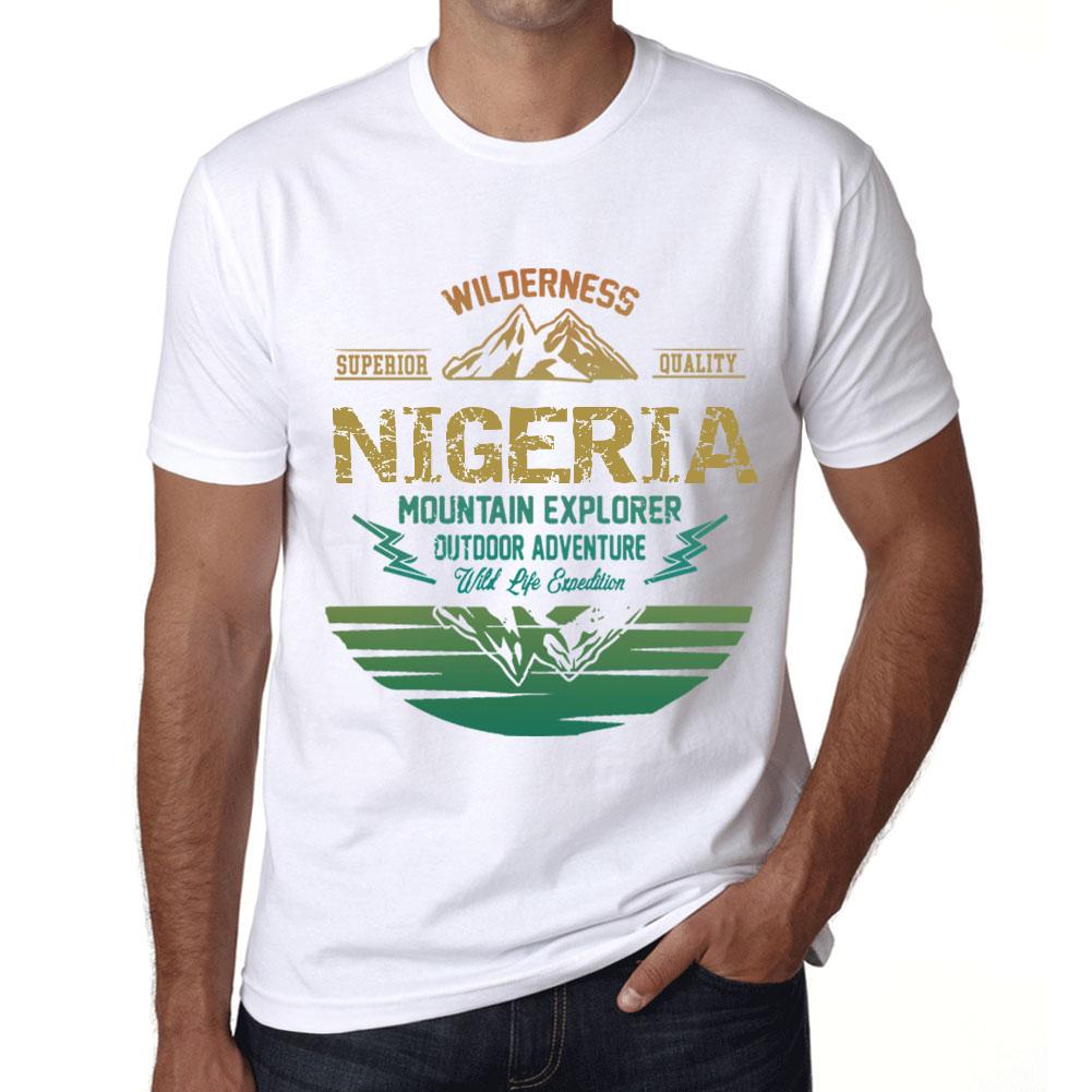 Ultrabasic Heren Vintage T-shirt Grafisch T-shirt Mountain Explorer Nigeria Wit