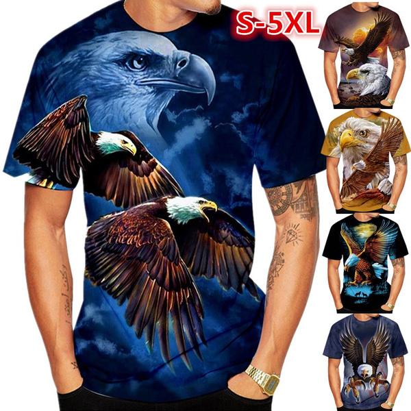 YE35MB Cool 3D Eagle-print T-shirt voor heren, unieke grafische tees, zomer, casual tops met korte mouwen, grote maten S-5XL