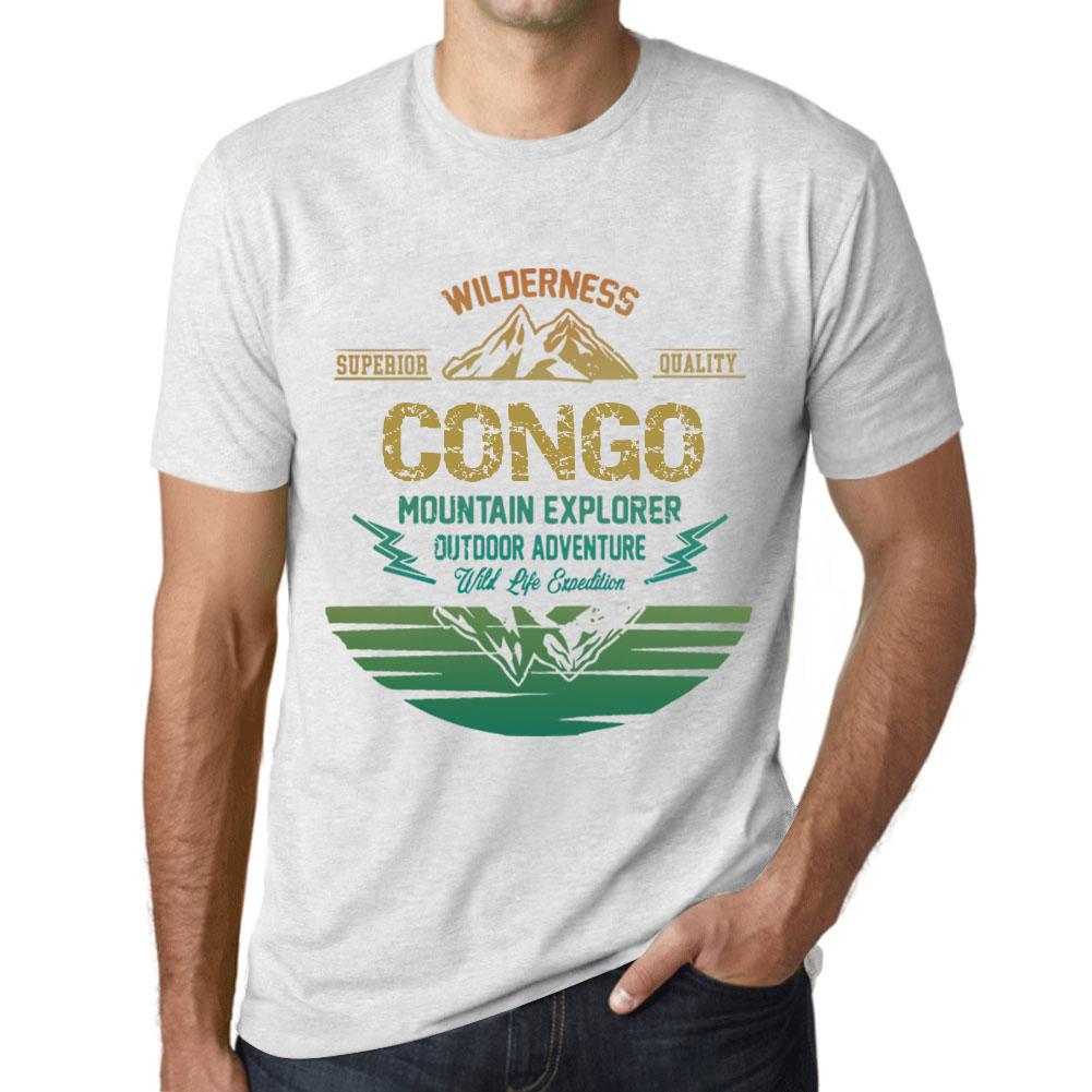 Ultrabasic Heren Vintage T-shirt Grafisch T-shirt Mountain Explorer Congo Vintage Wit