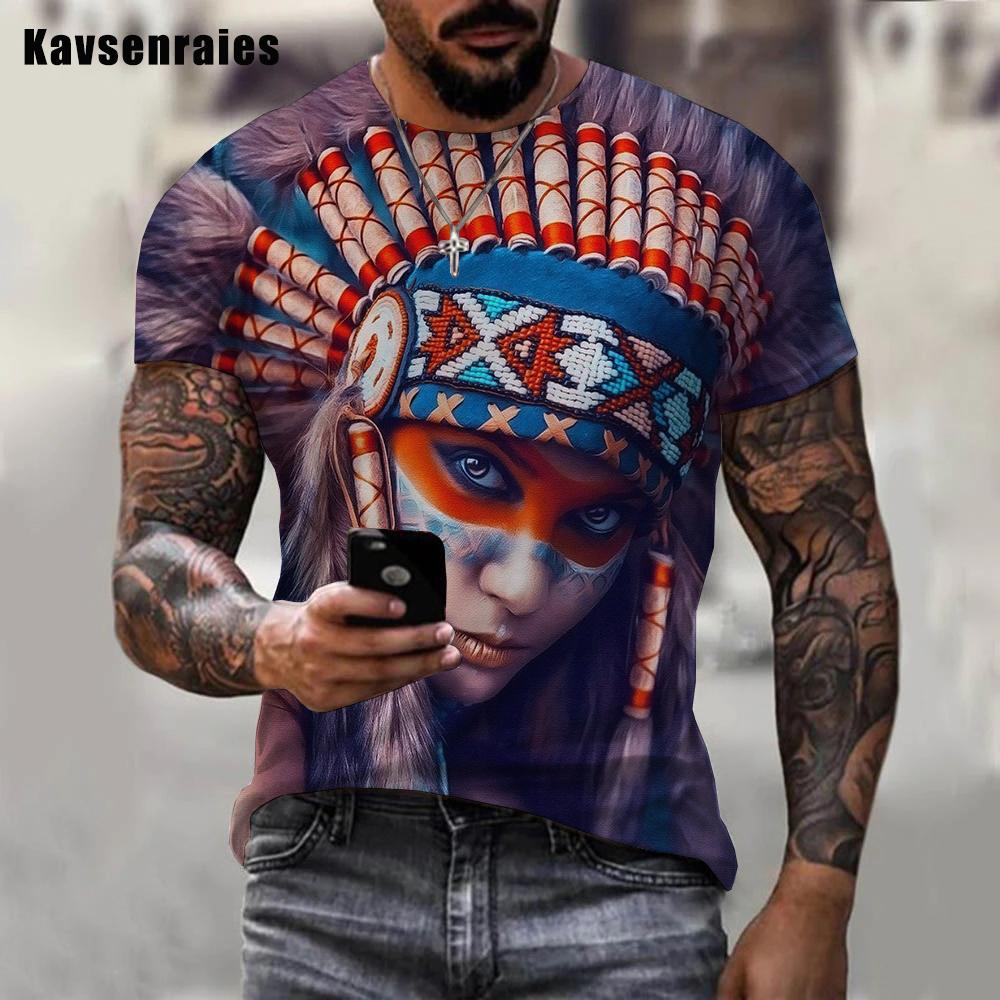 Subilier Indianen 3D T-shirt Unisex Zomer Mode Casual O-hals Korte Mouw Indiase Cultuur Print Mannen T-shirt Casual Koppels Tops