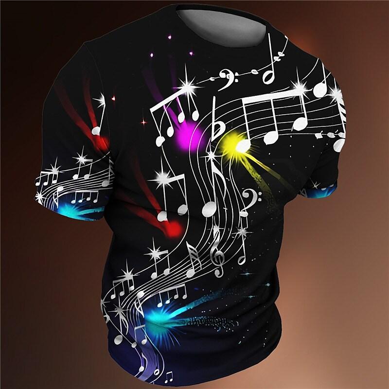 ETST 05 Vintage mannen T-shirt 3d Print Jazz Tops Gitaar Klarinet T-shirt Klassieke Zomer Muziek Korte Mouw Hip Hop Tee pop Losse T-shirt