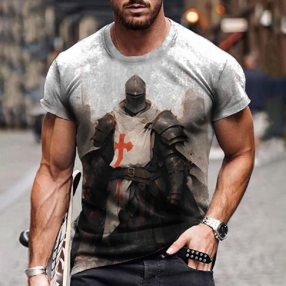 ETST 05 Vintage Heren T-shirts Tempeliers Print T-shirts Voor Mannen Zomer Oversized Tops Korte Mouw Tees Casual O-hals Mannen kleding