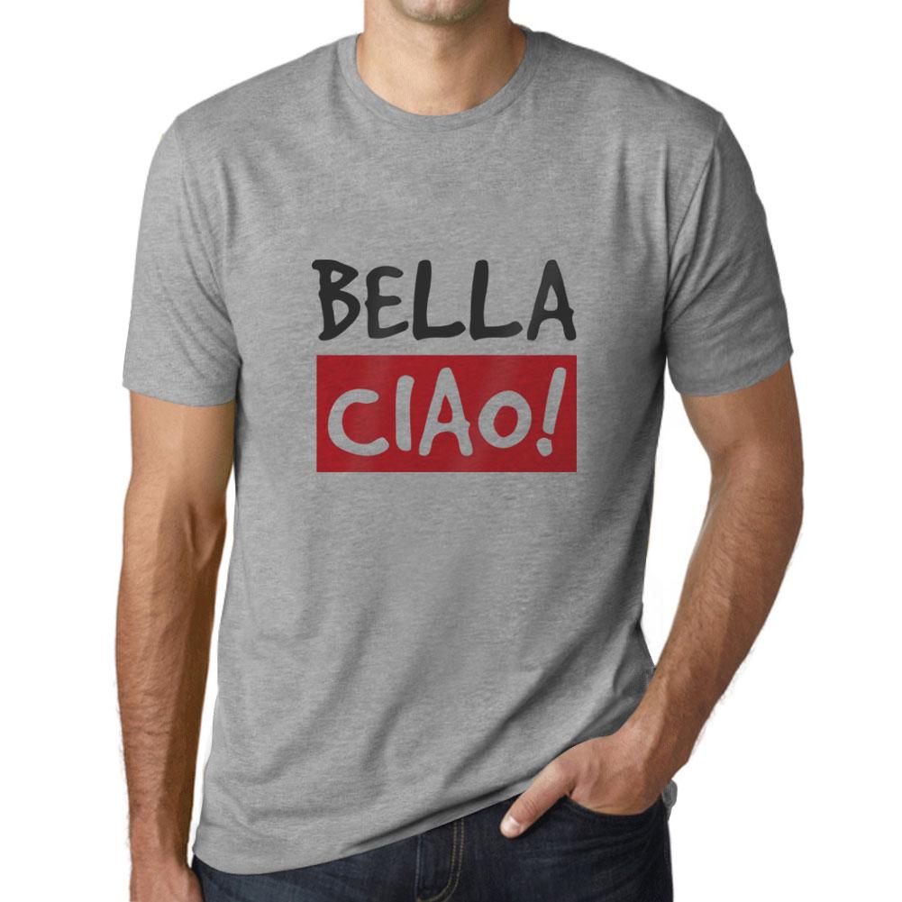 Ultrabasic Vintage T-shirt voor heren, grafisch T-shirt Bella Ciao grijs gemêleerd