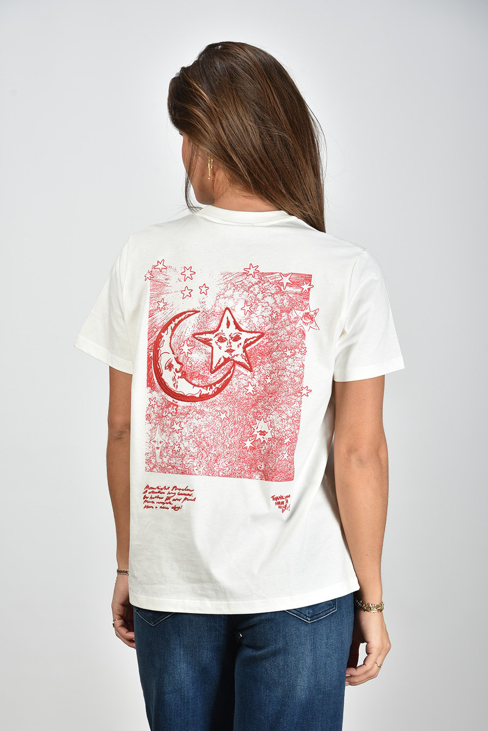 Ganni t-shirt met rugprint crème