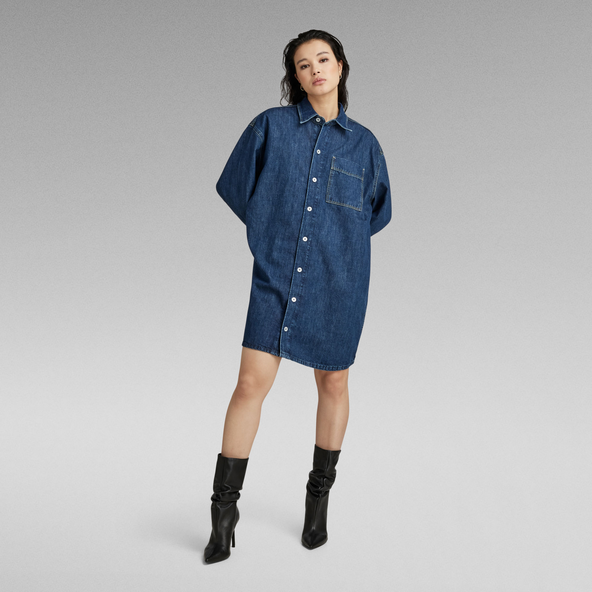 G-Star RAW Oversized Denim Jurk - Donkerblauw - Dames