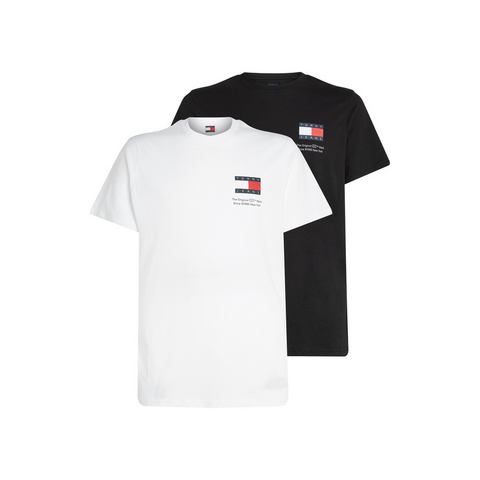 TOMMY JEANS T-shirt TJM SLIM 2PACK S/S FLAG DNA TEE met grote logoprint op borsthoogte (set, 2 stuks)