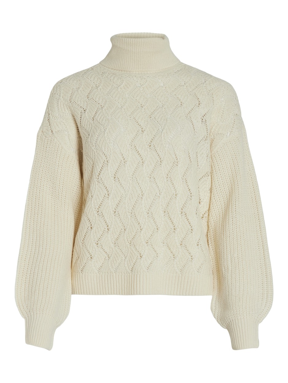 Vila Virandi ls roll neck knit ecru