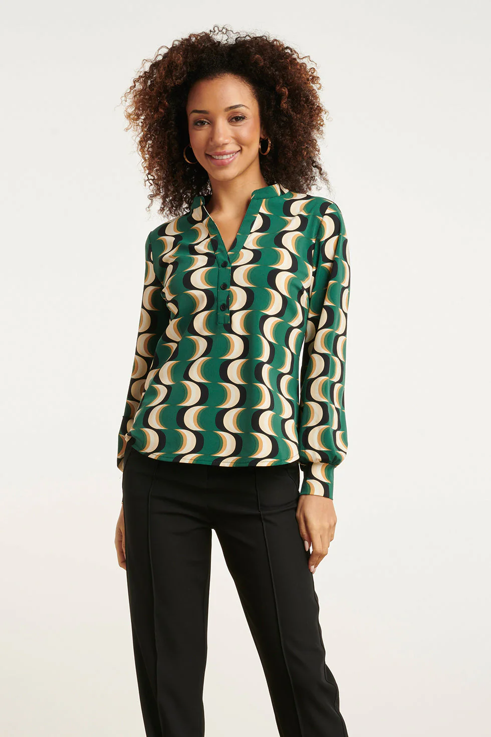 Smashed Lemon 24821 retro grafisch geprint travel kwaliteit blouse