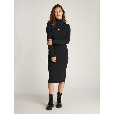 TOMMY JEANS Gebreide jurk TJW MOCKNECK BADGE SWEATER DRESS