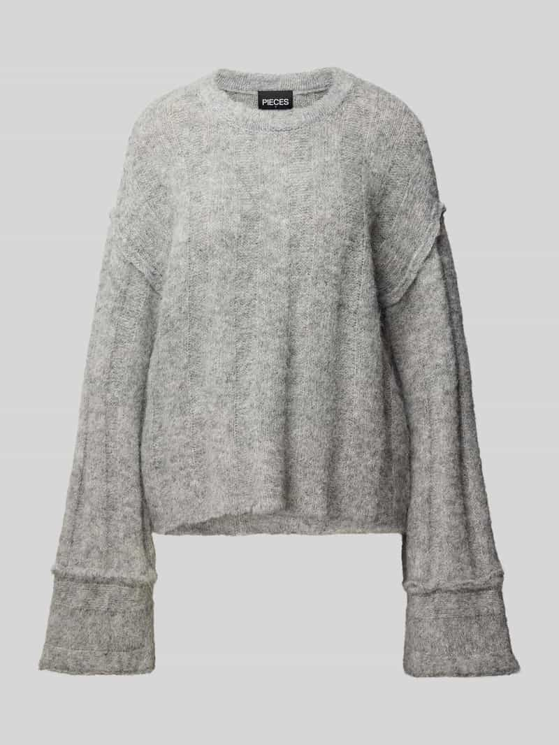 Pieces Loose fit gebreide pullover met wol en details op de zomen, model 'RUBBLE'