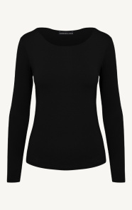 Jurkjes Round Neck Long Sleeve Top Yulia Zwart