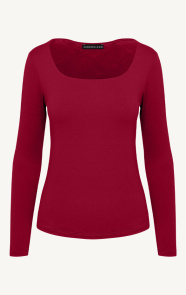 Jurkjes Square Neck Long Sleeve Top Yulia Burgundy