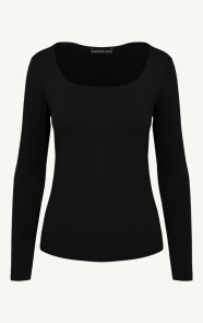 Jurkjes Square Neck Long Sleeve Top Yulia Zwart