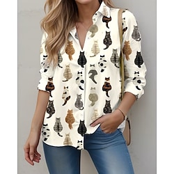 Light in the box dames dierenprint shirt lange mouw beige lente herfst