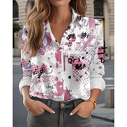 Light in the box Dames Overhemd Blouse Dagelijks Casual Lange mouw Blozend Roze Herfst Winter