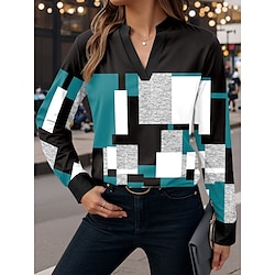 Light in the box Dames Blouse Werk Dagelijks Modern Casual Lange mouw blauw Herfst Winter