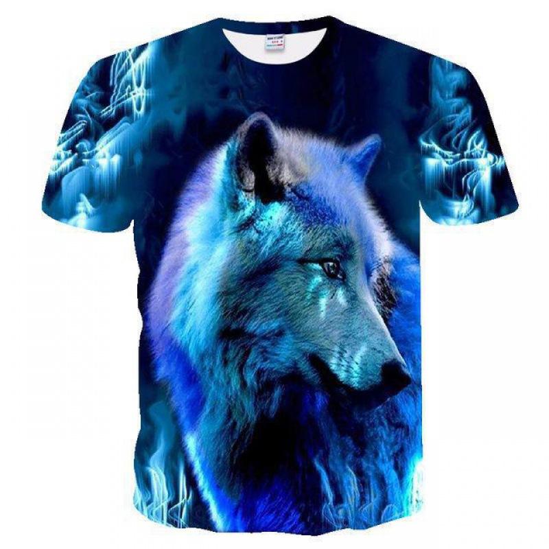 ForYourBeauty Zomer Tops Mannen Plus Size Kleding Wolf 3D Print T-shirt Dierlijk Patroon Tees O Hals Korte Mouw Top Ademende Man Shirts S