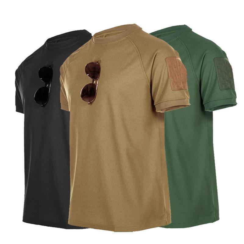 RC BAG Tactische T-shirts Heren Sport Outdoor Militaire Tee Sneldrogend shirt met korte mouwen Wandelen Jacht Army Combat Herenkleding Ademend 4XL zwart