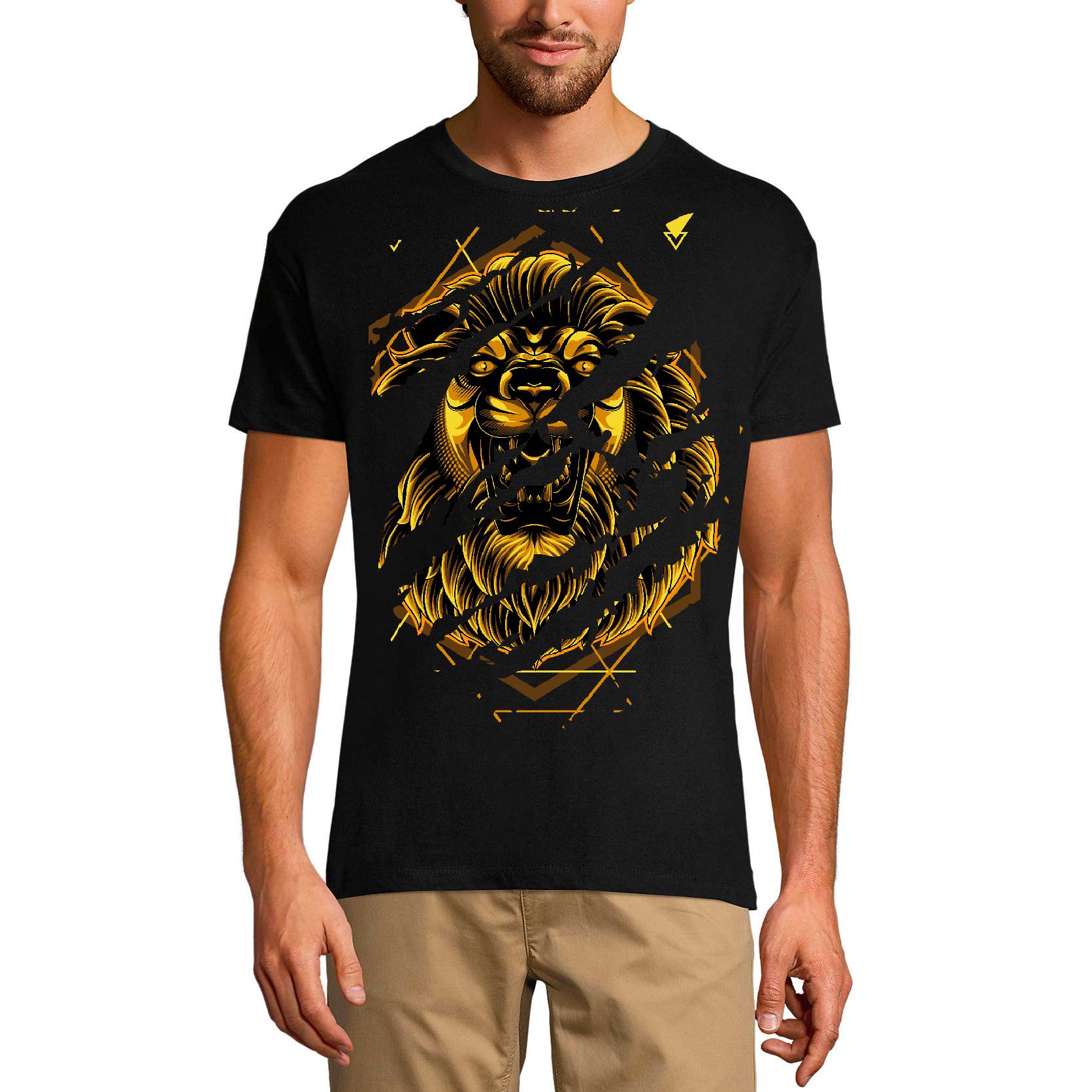 Ultrabasic Heren gescheurd T-shirt Golden Lion - King of Jungle - shirt voor heren XS zilver zandkleur