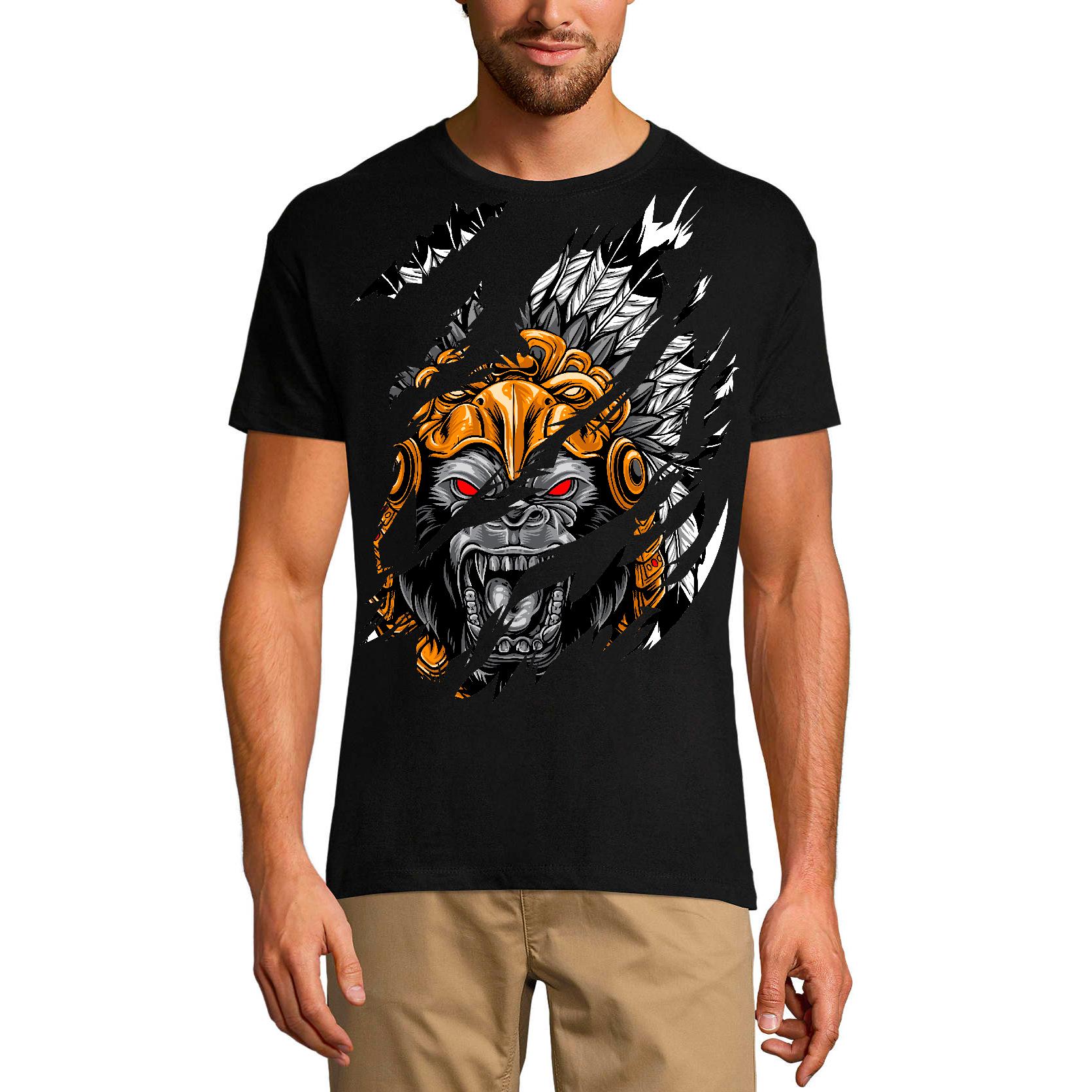 Ultrabasic Heren gescheurd T-shirt Angry King Gorrila - Chief Monkey - shirt voor heren XS zilver zandkleur