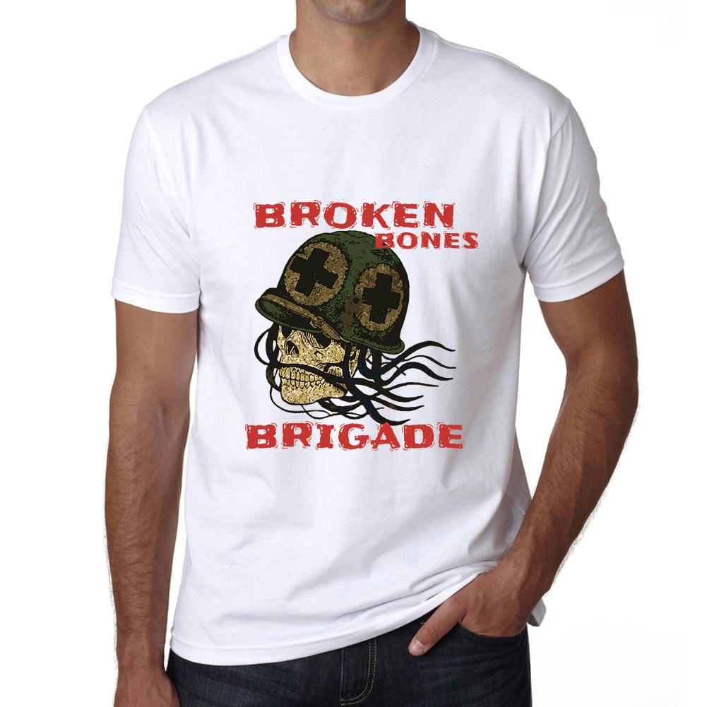 Ultrabasic Grafisch T-shirt voor heren Broken Bones Brigade Shirt - Militair Skull Tee XS wit