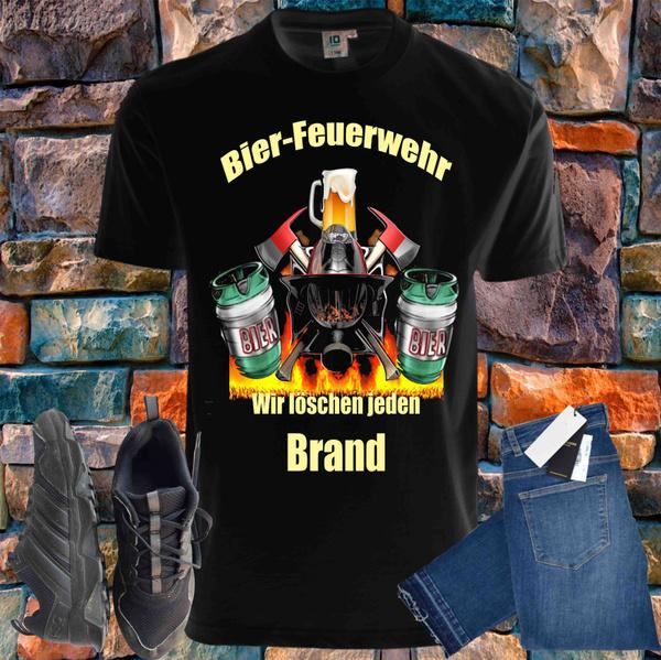 Shirtbude bier feuerwehr party alkohol print tshirt XS