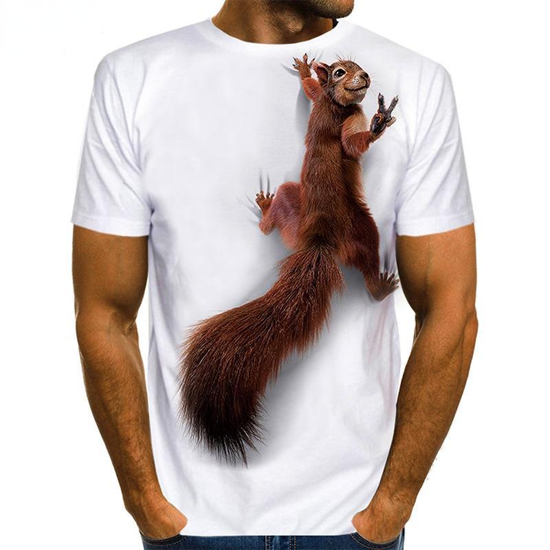 ETST WENDY Mannen Eekhoorn T-shirt 3D Print Shirt Dier Grafische Tees Mooi Patroon Tops Mannen/Vrouwen Schattige Puppy Gezicht Tee grappig Huisdier T-shirt XS