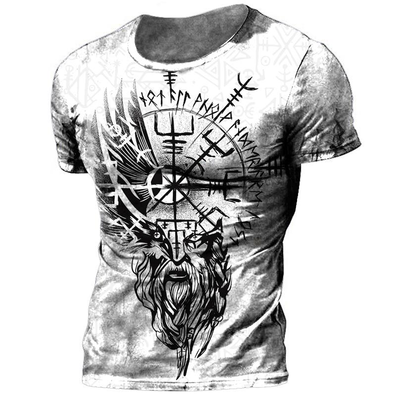 Wengy 2 Retro Viking Tattoo 3D Print Heren T-shirts Zomer Viking Odin Ronde Hals Losse Korte Mouw Casual Tops Tees Oversized t-shirts 5XL