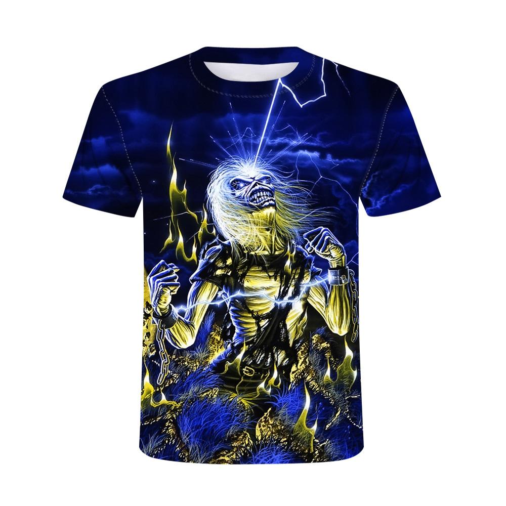 Baibao QIQI Heavy Metal Skull Man T-shirt Punk Festival Rock 3D digitaal printen Casual shirt Oversized hiphop korte mouw O-hals Top Tees XXXL