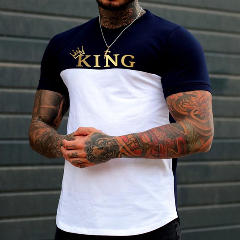 ETST WENDY T-shirt voor heren Letter King O-hals herentop Dagelijkse vrijetijdskleding Vintage sportkleding Losse oversized kleding Trend korte mouwen 4XL