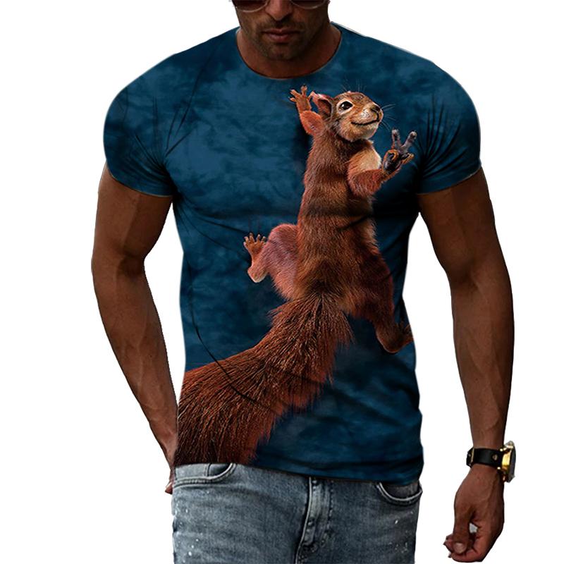 TIP723 Mannen Eekhoorn T-shirt 3D Print Shirt Dier Grafische Tees Mooi Patroon Tops Mannen/Vrouwen Schattige Puppy Gezicht Tee grappig Huisdier T-shirt XS