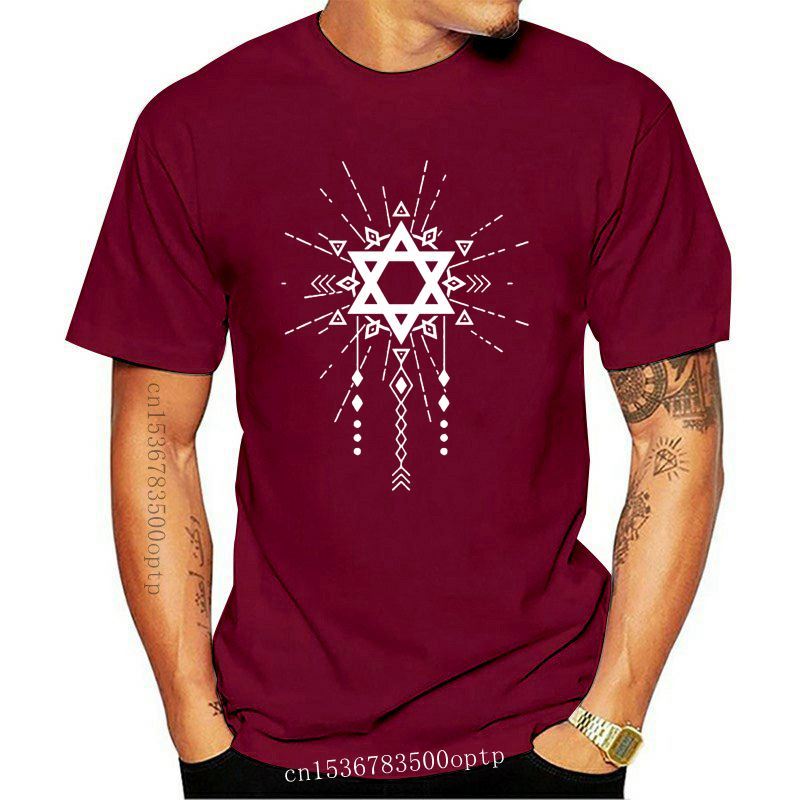 Nihao Nieuwe mannen Davidster Israël Jeruzalem Joodse t-shirt Ontwerpen Korte Mouw S-3xl Standaard Leuke Building Lente Unieke shir XL