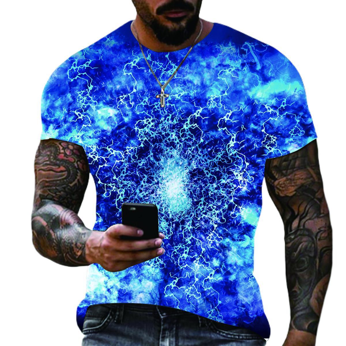 TIP723 Zomer Mannen Oversized T-shirt Casual Lightning Cool 3D Digitale Bedrukte T-shirts Voor Mannen O-hals Korte Mouw Streetwear tee XL