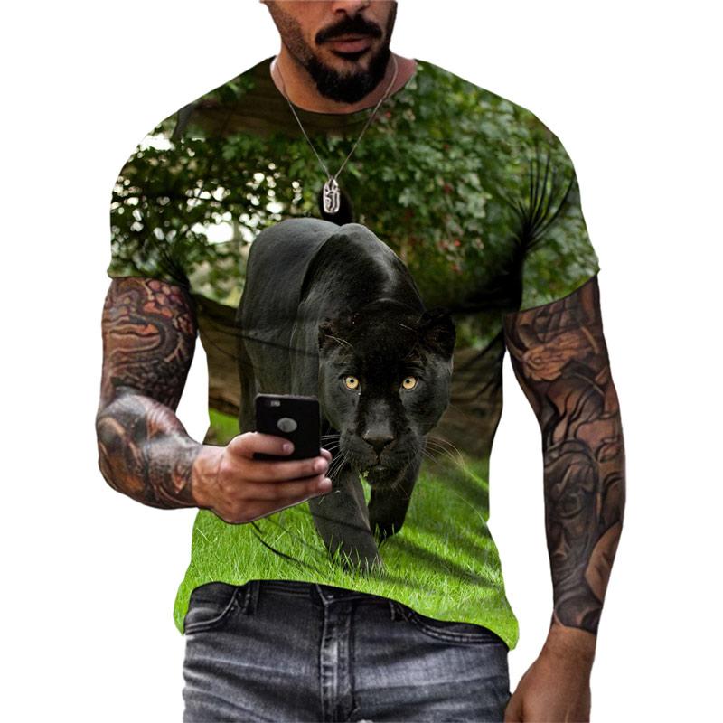 Baibao QIQI Nieuwe 3D Animal Panther Grafische T-shirts Zomer Mode Mannen Casual Streetwear Trend Persoonlijkheid Print Ronde Hals Korte Mouw Tee XXXL