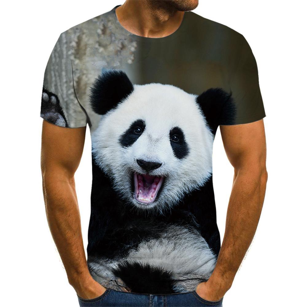 Baibao QIQI Populaire Schattige Panda 3D Print Grensoverschrijdende O-hals Fit Zachte Mode Top Koel Zweetabsorberend Zomer Heren T-shirt XXXL