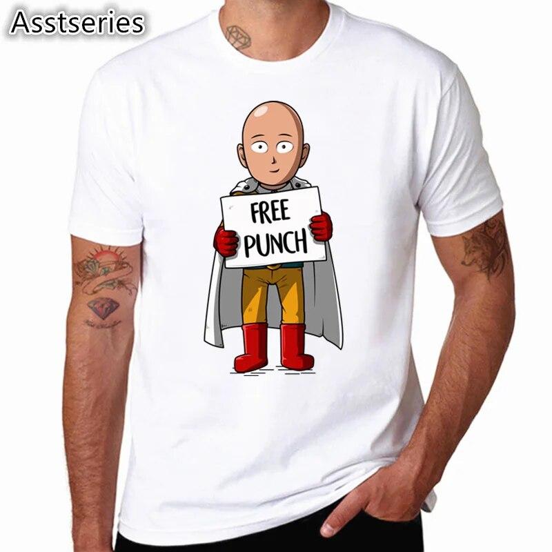 YSM Cotton Tshirt Hero Saitama One Punch Man Oppai Funny T-shirt Summer Short Sleeve O Neck Men And XS wit