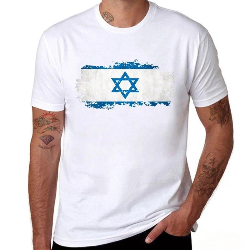 YSM Cotton Tshirt BLWHSA Israël Vlag T-shirt Mannen Mode Zomer Korte Mouw Ronde Hals Ontwerp Grappige T-shirts XS wit