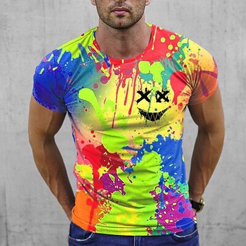 ETST 07 Heren T-shirt Tee Grafische Regenboog Ronde Hals Kleding Kleding 3D Print Buiten Dagelijks Korte Mouw Print Modeontwerper Vintage S