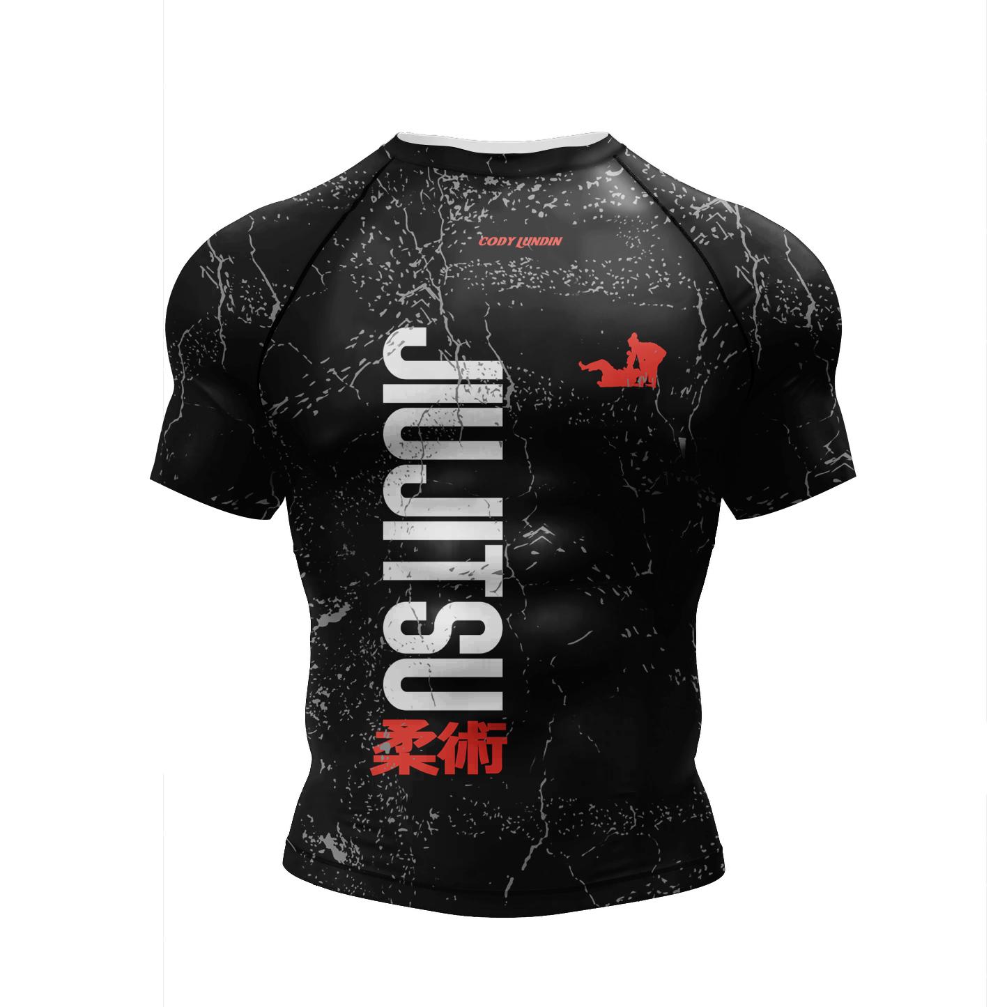 Laoxu 2023 Nieuwe Mode jiu jitsu kickboks Training Korte Mouw Rashguard Polyester Spandex Compressie Sublimatie Sport Blouses S wit