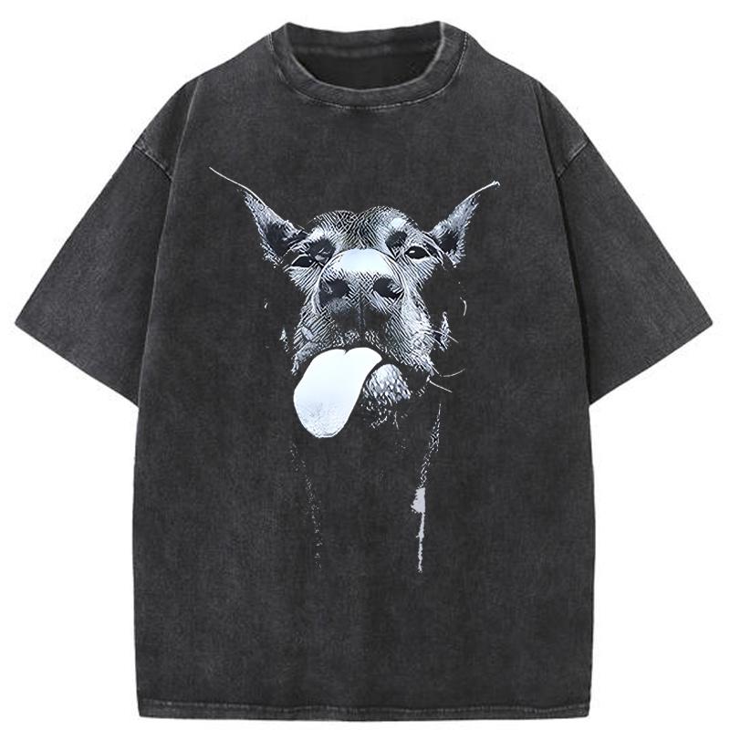 Wengy 2 Heren Gothic Letter Hond Bedrukt T-shirt Hip Hop Streetwear Punk Zomer Vintage Gewassen Oversized T-shirts Tops Herenkleding L