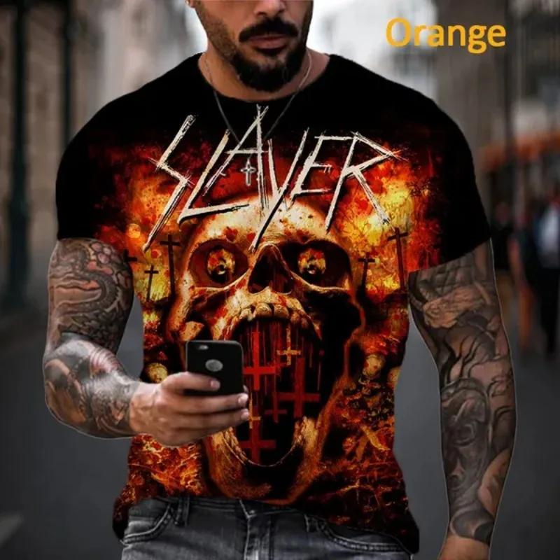 Baibao QIQI Heavy Metal Rock Band Slayer 3D-geprint heren casual hiphop ronde hals coole korte mouw stijl T-shirt cosplay herenkleding 6XL