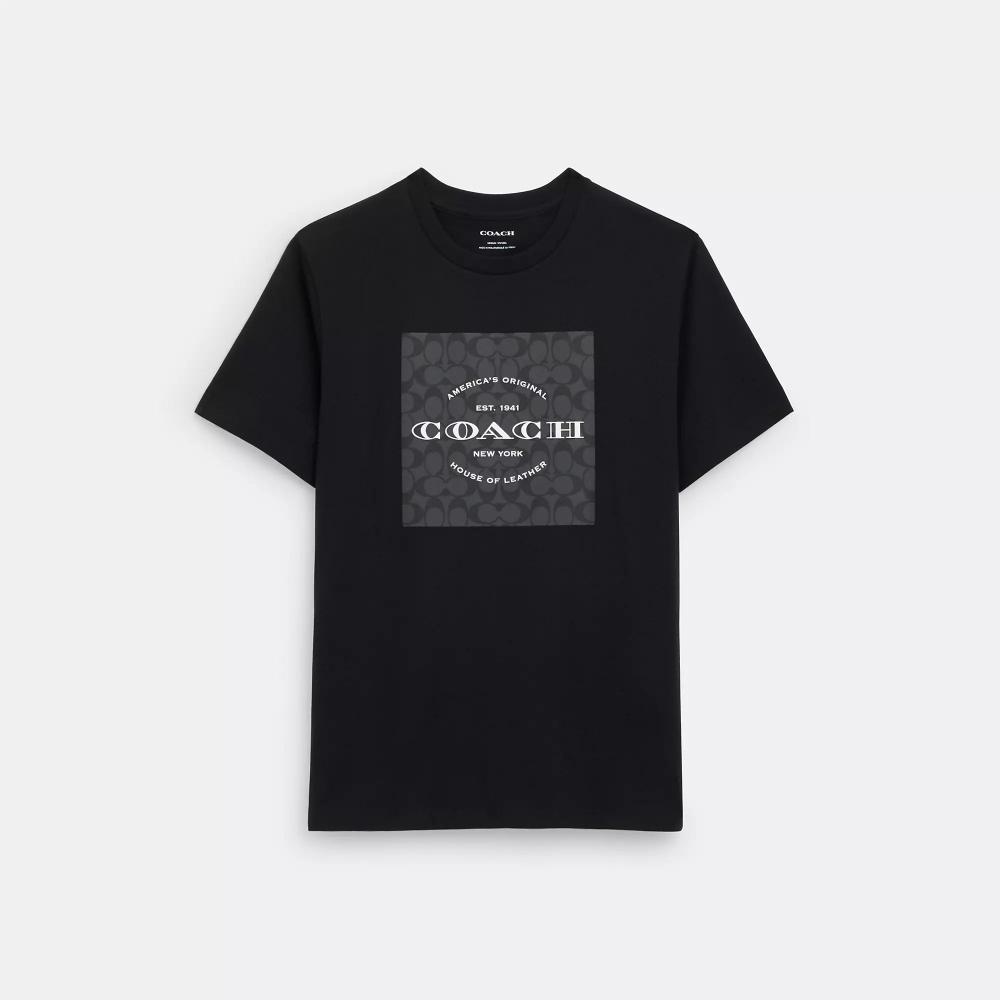 Coach Signature Square T Shirt In Organic Cotton black XXLarge