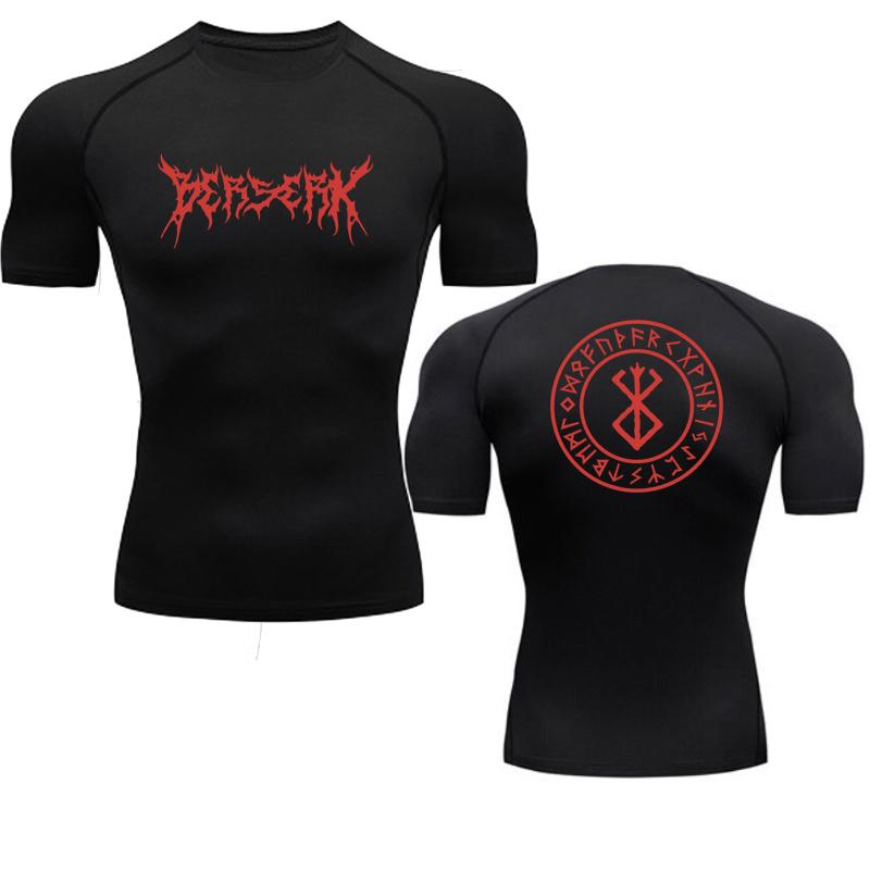 Laoxu Anime Berserk Compressie T-shirt Heren Fitness Strakke Lange Mouw Sport T-shirt Training Jogging Shirts Gym Sportkleding Snel Droog S wit