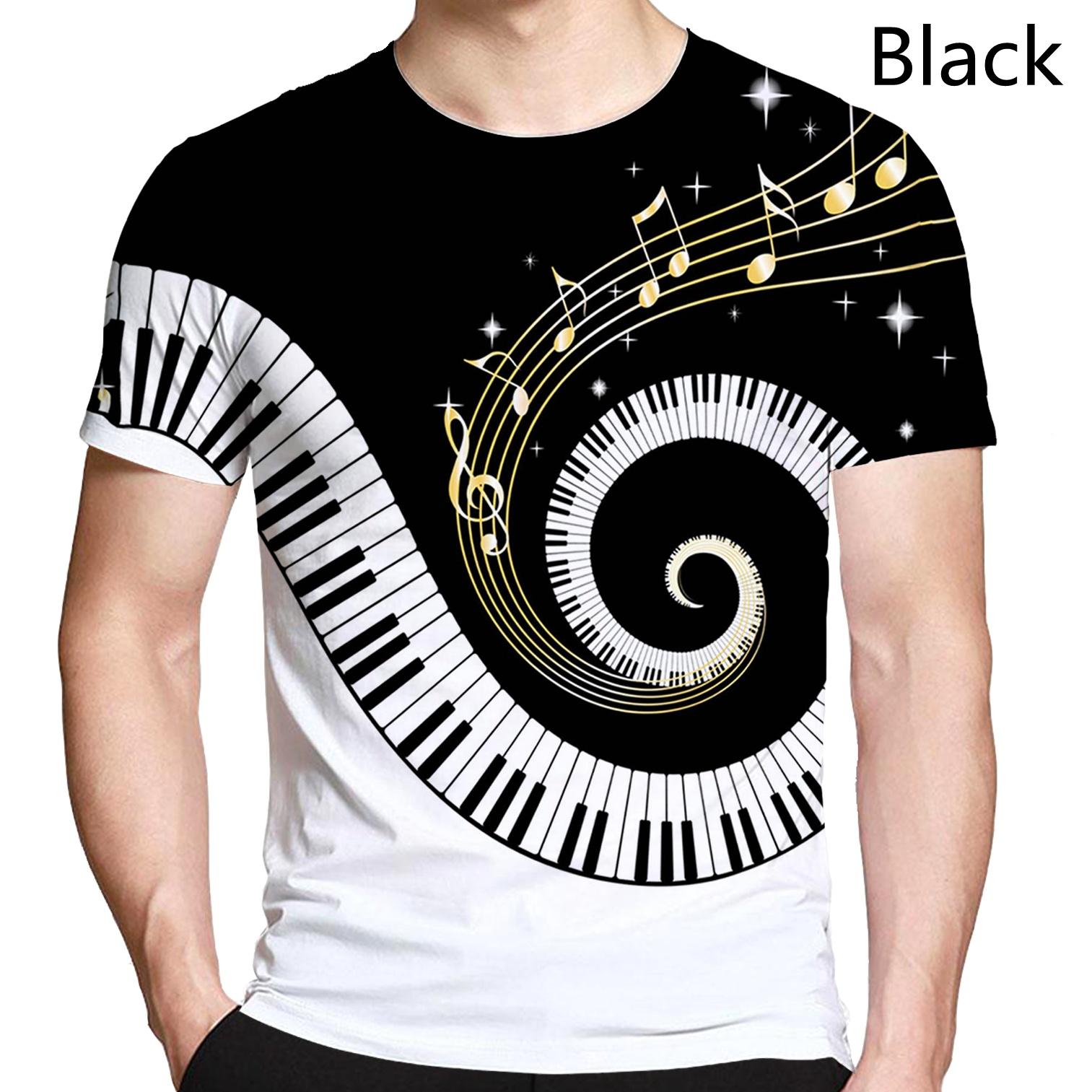 ETST 05 Nieuwste Piano Muziek Grappige 3D Print T-shirts Dames Heren Zomer Casual Top S