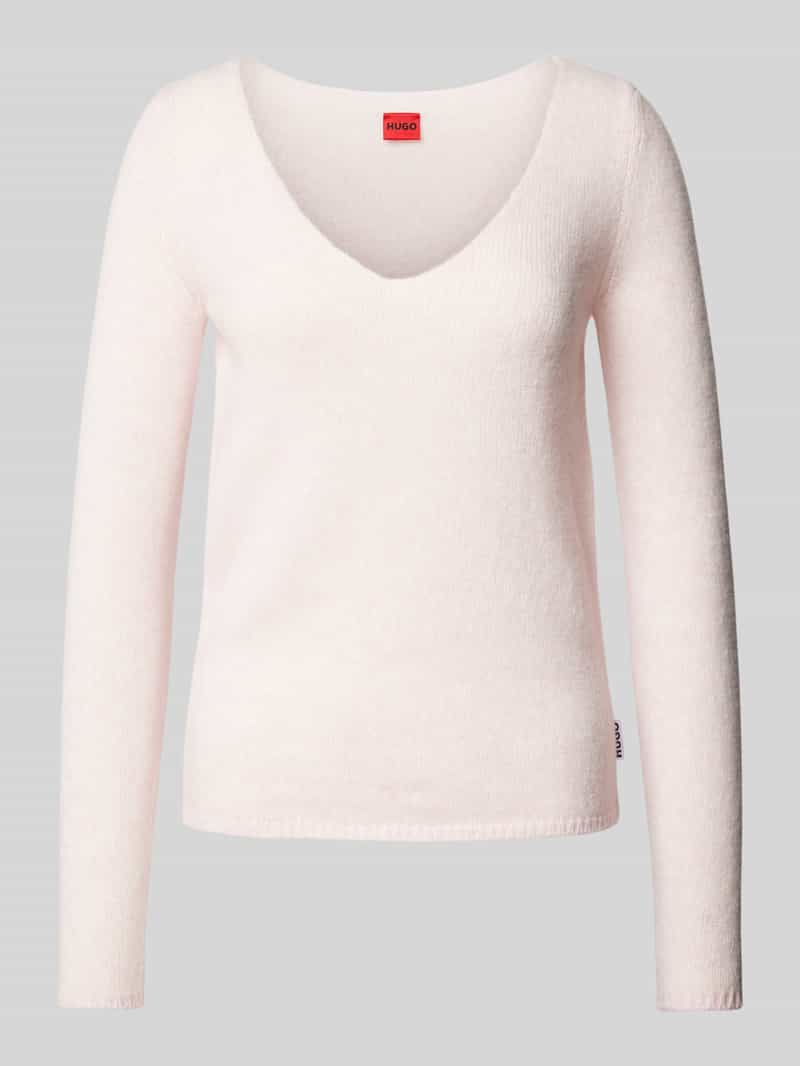 HUGO Wollen pullover met afgeronde V-hals, model 'Shakylina'