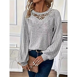 Light in the box Dames Overhemd Blouse Dagelijks Basic Casual Lange mouw Grijs Herfst Winter